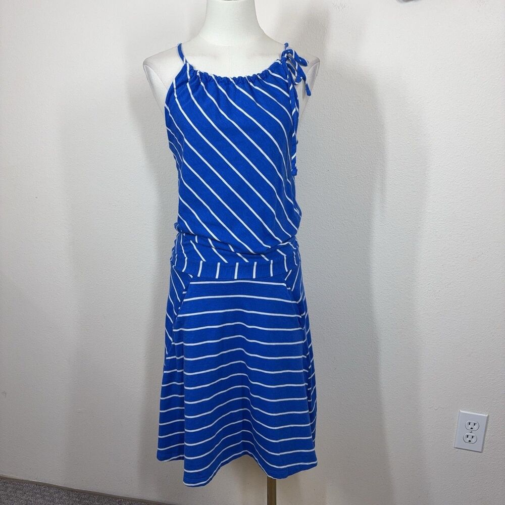 Mountain Hardwear Dress Womens Small Blue Striped Sundress Pockets Casual - Picture 3 of 8